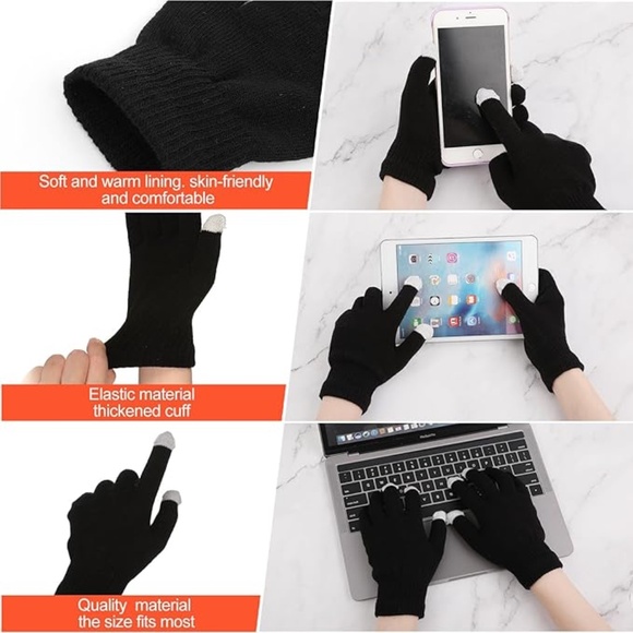 🌺 Black Knit Smart Touchscreen Gloves | NWT | Unisex - Picture 4 of 4